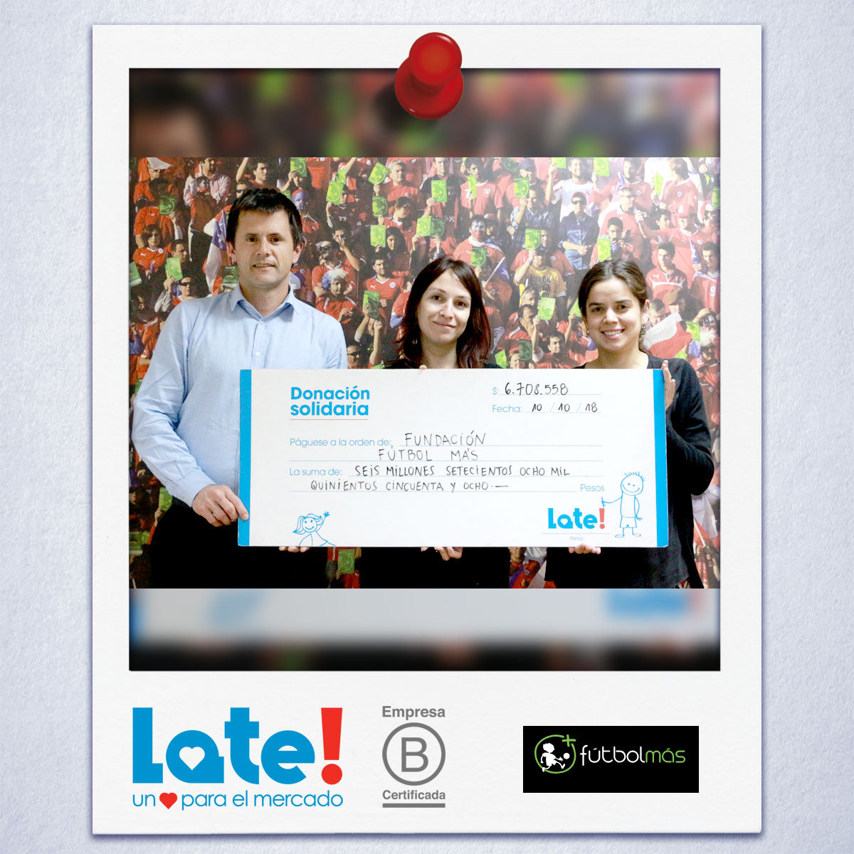 Donación Fútbol Más de Late! 100% Solidario