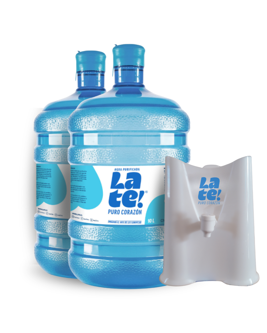 Pack inicial 2 botellones 10 L + soporte solidario! (Incluye envases)