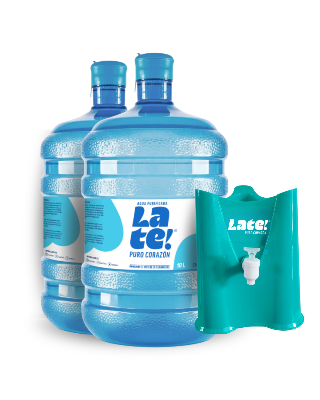 Pack inicial 2 botellones 10 L + soporte solidario! (Incluye envases)