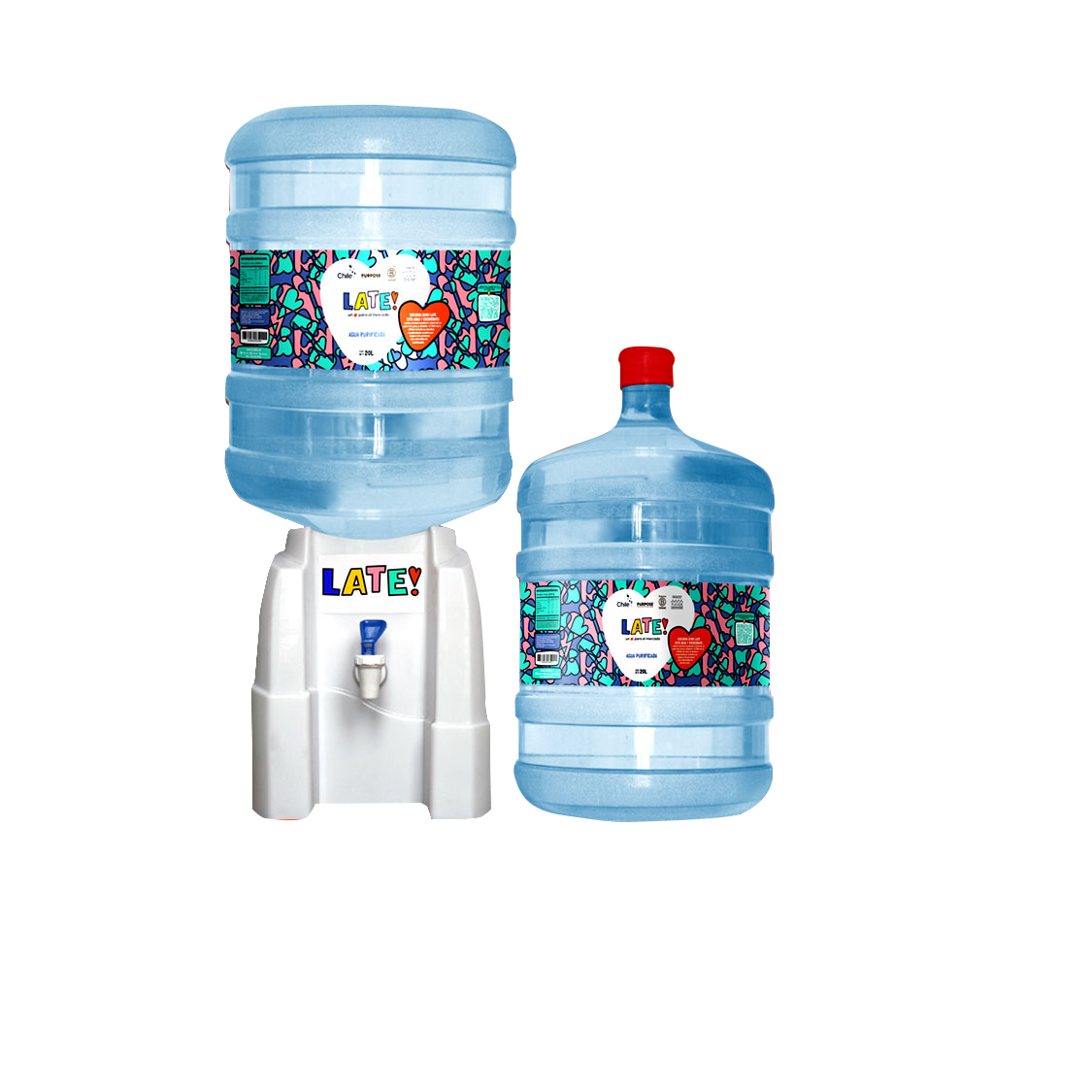 Pack inicial 2 botellones 20 L + soporte solidario! (Incluye envases)