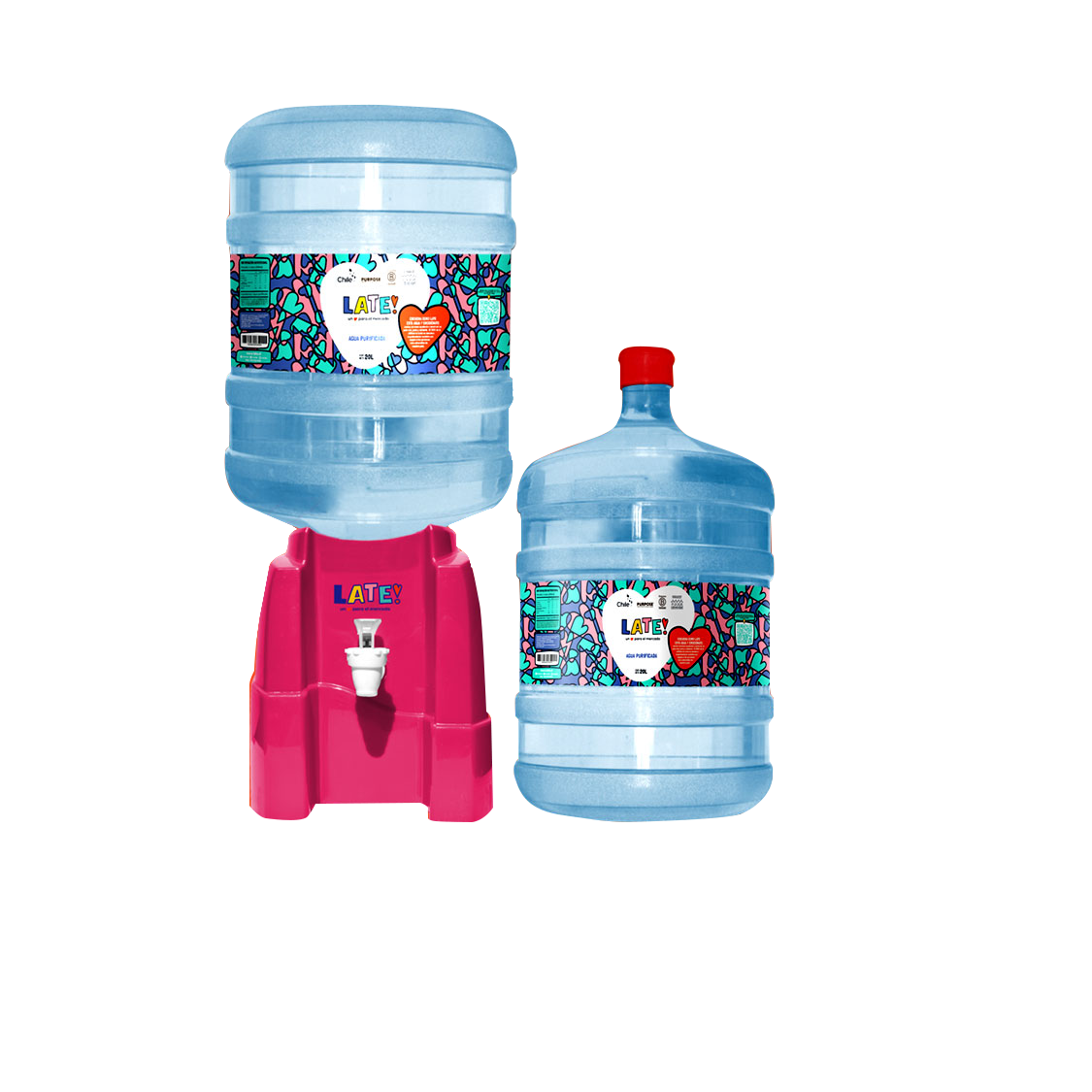 Pack inicial 2 botellones 20 L + soporte solidario! (Incluye envases)
