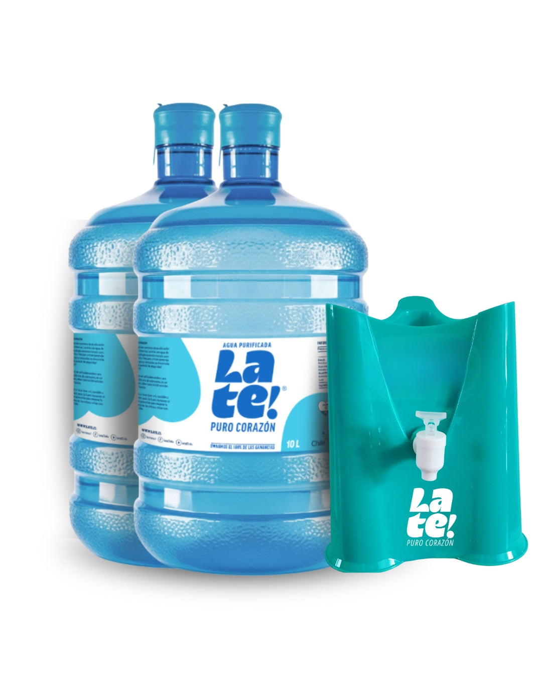 Pack inicial 2 botellones 10 L + soporte solidario! (Incluye envases)