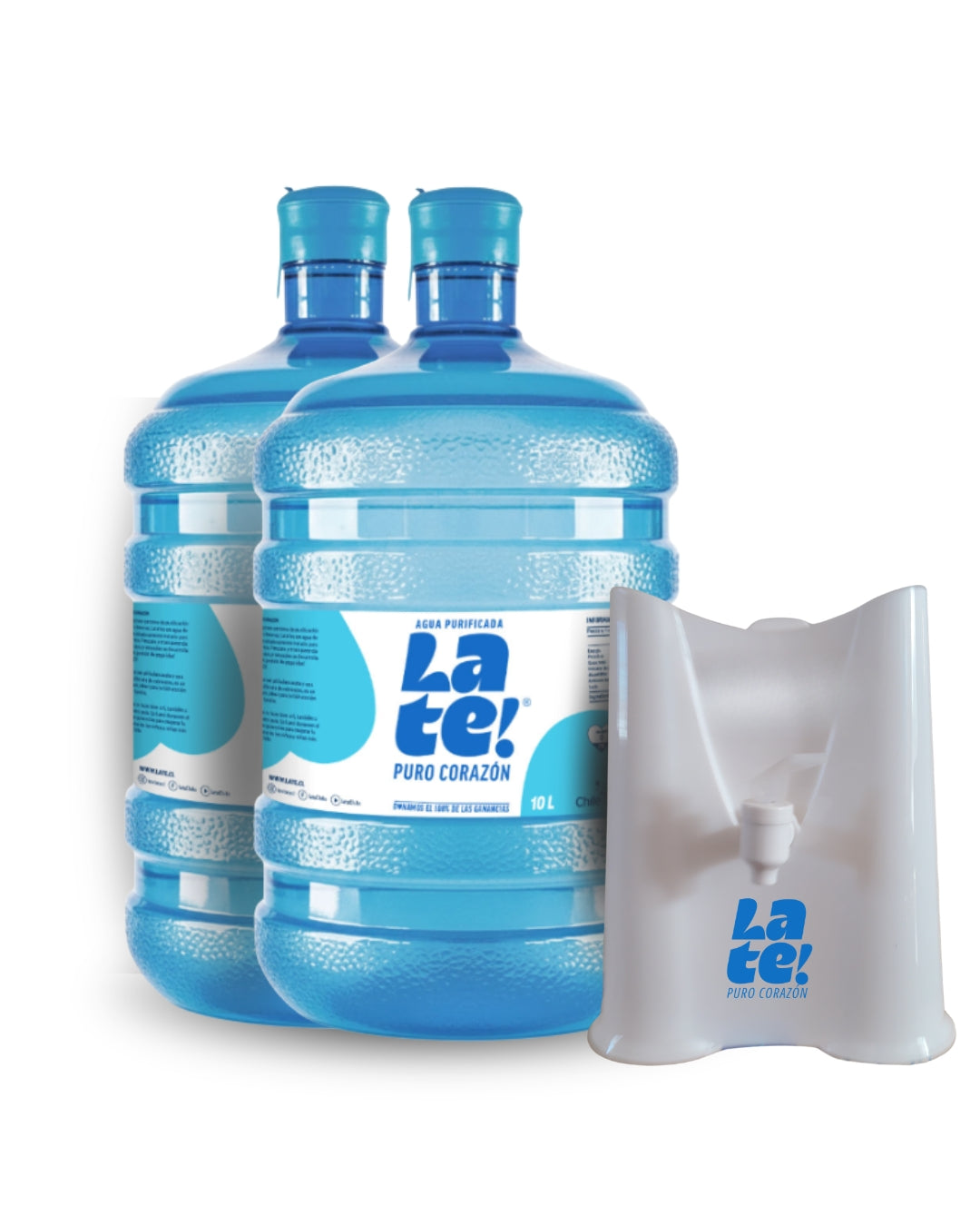 Pack inicial 2 botellones 10 L + soporte solidario! (Incluye envases)