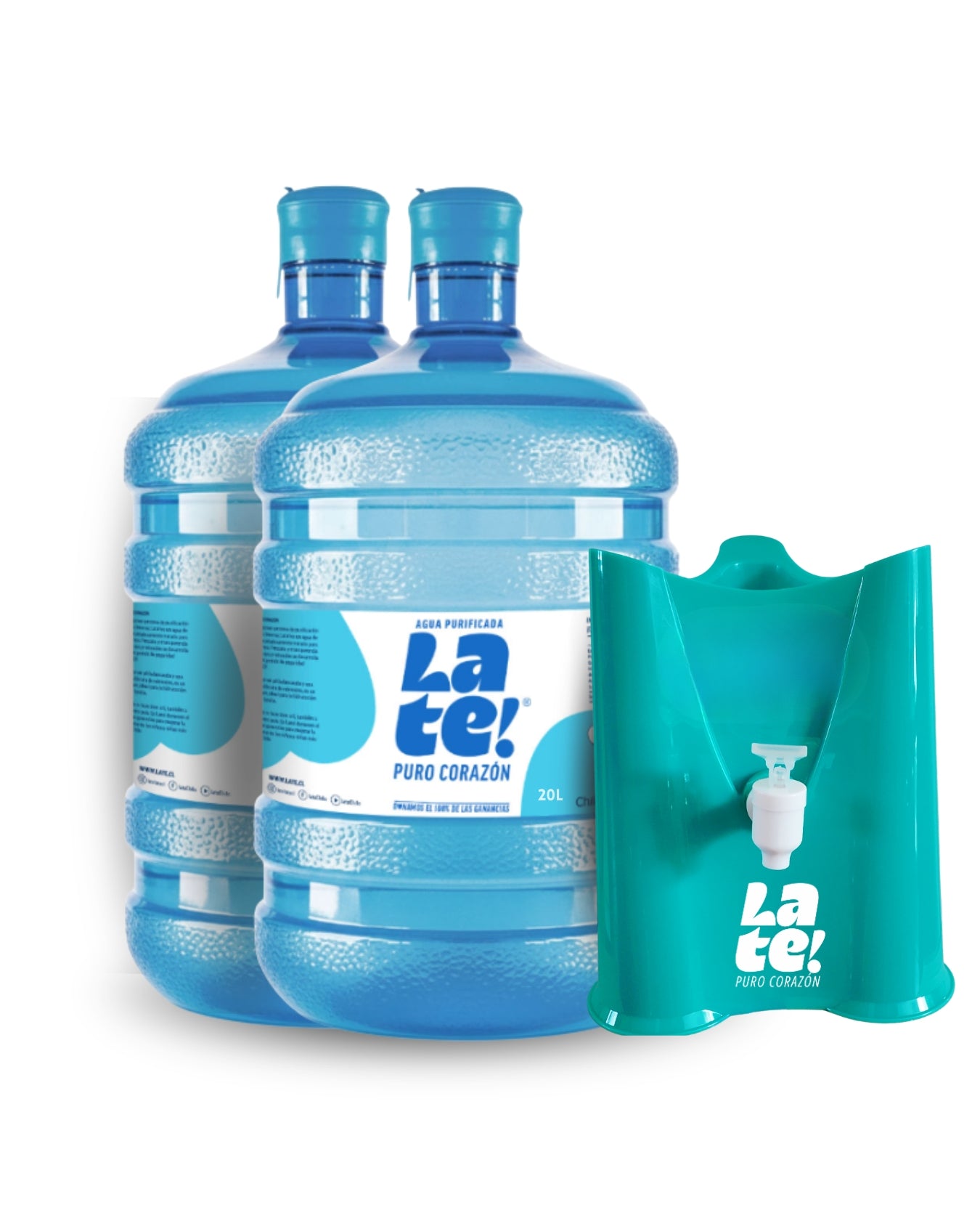 Pack inicial 2 botellones 20 L + soporte solidario! (Incluye envases)