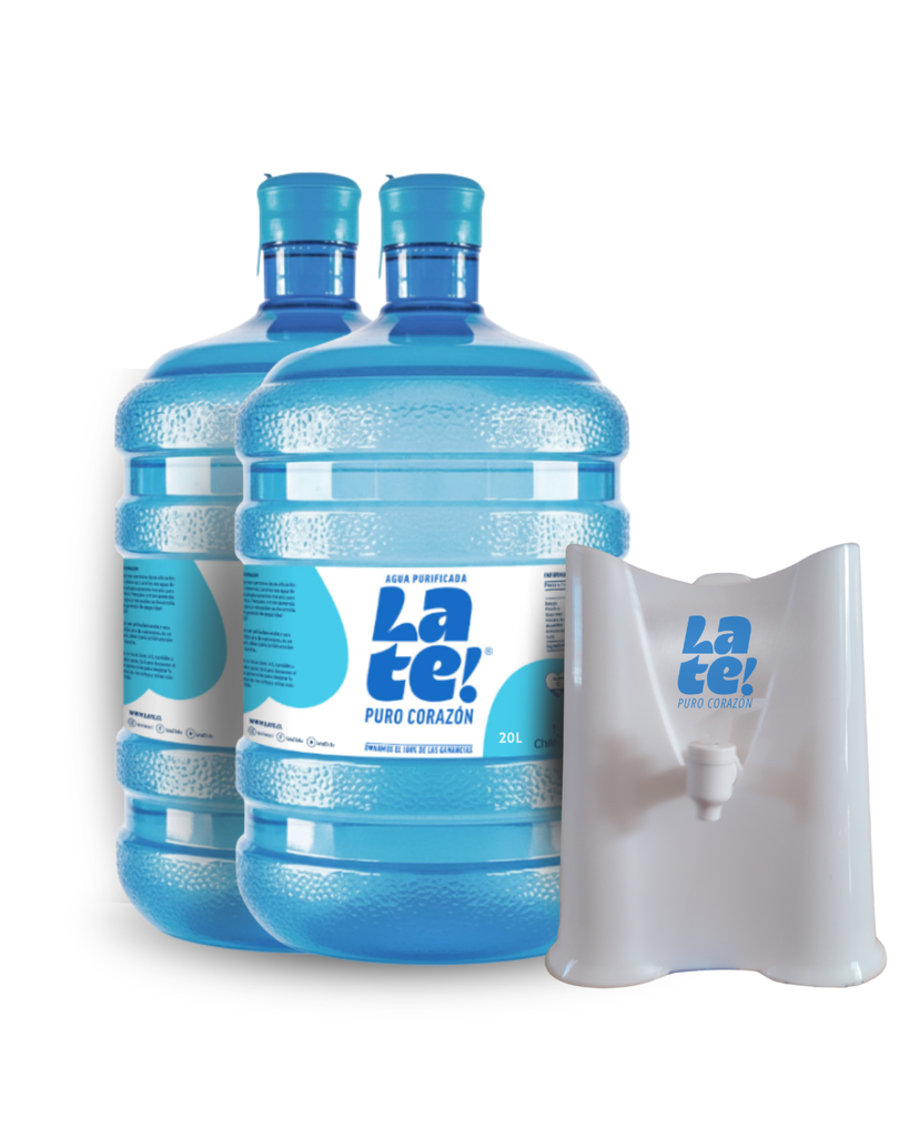 Pack inicial 2 botellones 20 L + soporte solidario! (Incluye envases)