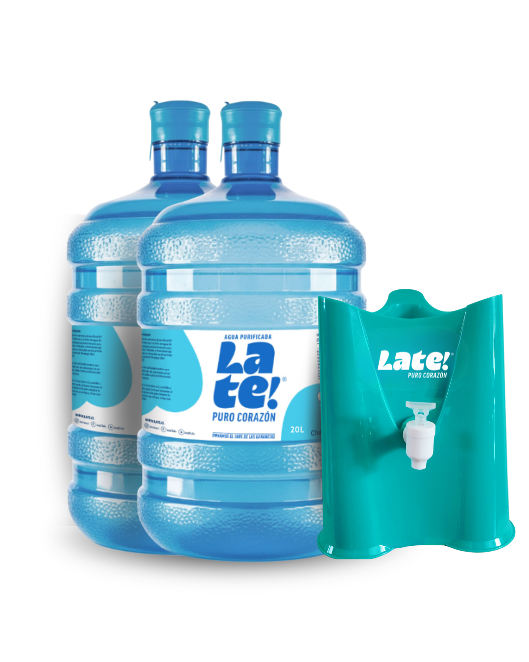 Pack inicial 2 botellones 20 L + soporte solidario! (Incluye envases)