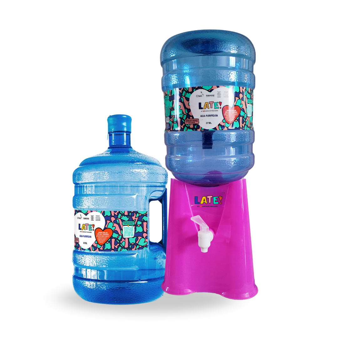 Pack inicial 2 botellones 10 L + soporte solidario! (Incluye envases)