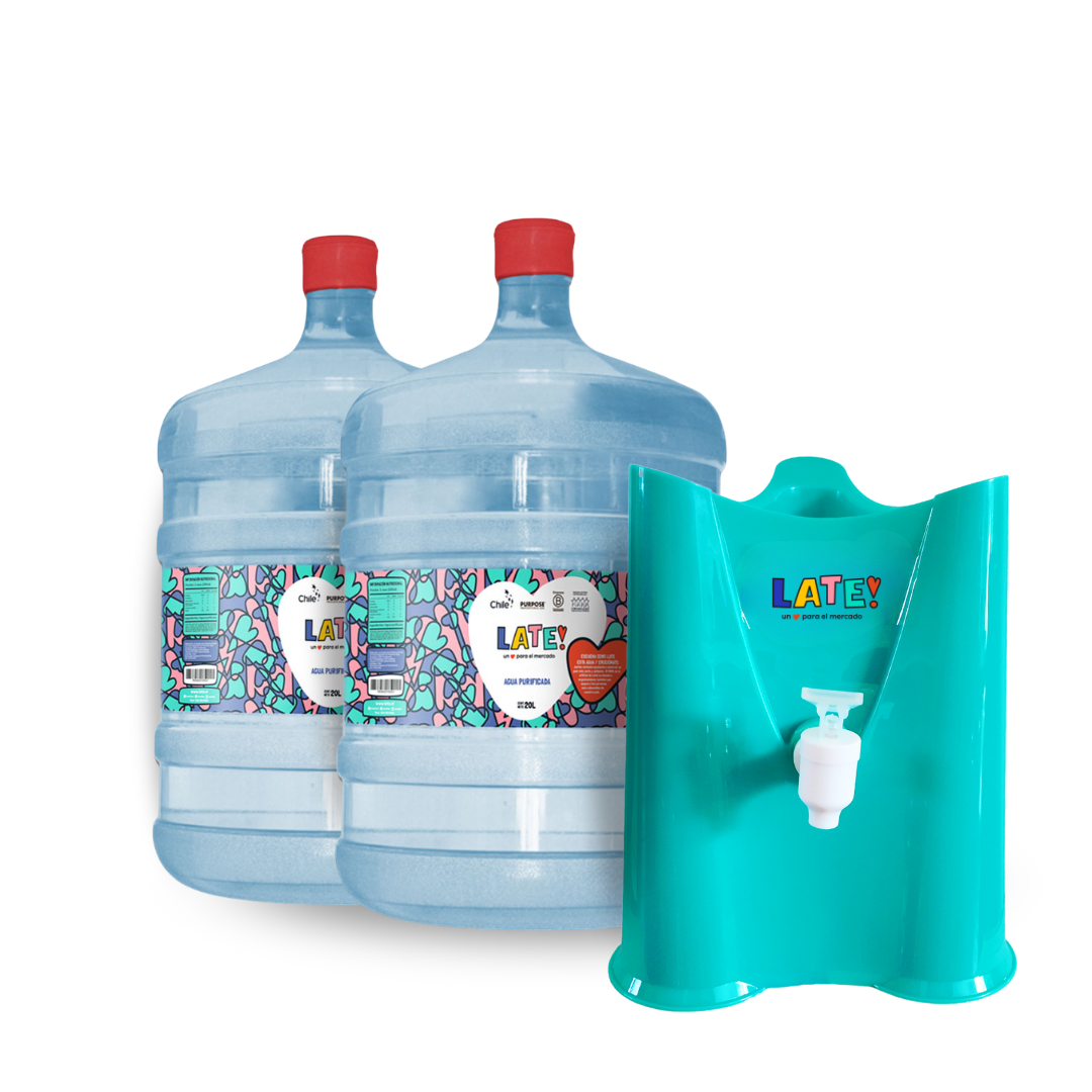 Pack inicial 2 botellones 20 L + soporte solidario! (Incluye envases)