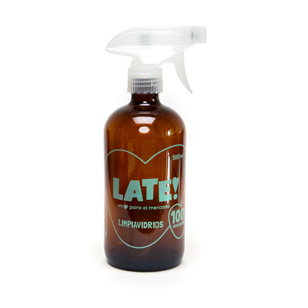 Dispensador de vidrio recargable 500cc Limpiavidrios Late!